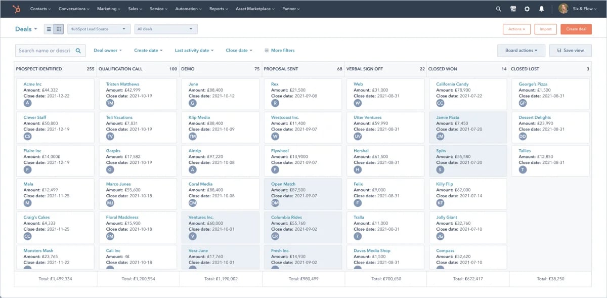 HubSpot Interface