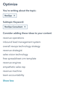 HubSpot Landing Page SEO Optimization tool