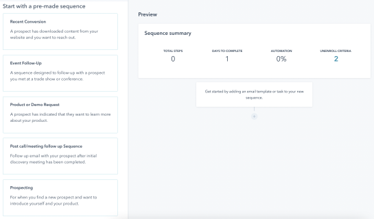 HubSpot sequences - Pre Built Templates