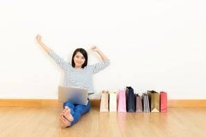 Asia woman shopping online at home-1