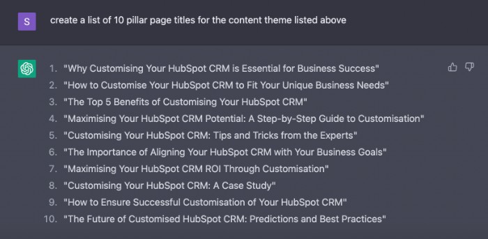 Use ChatGPT to create a pillar page