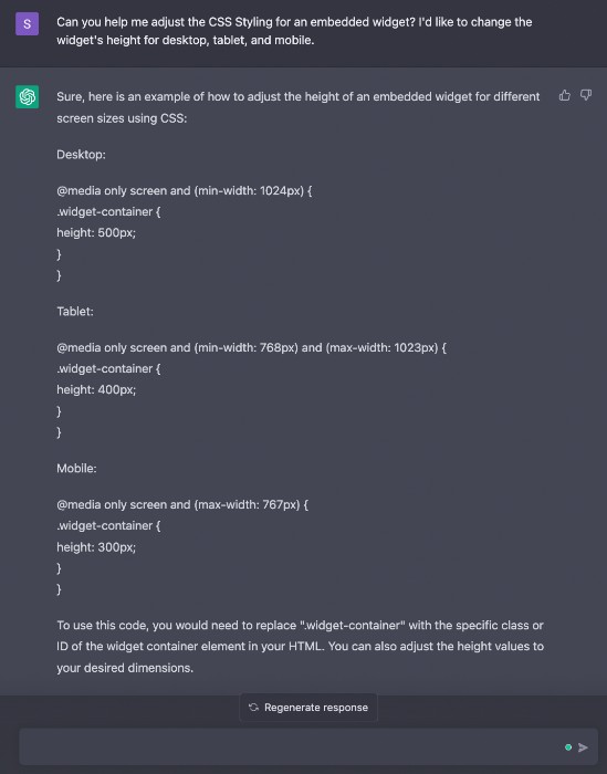 Use ChatGPT for CSS styling